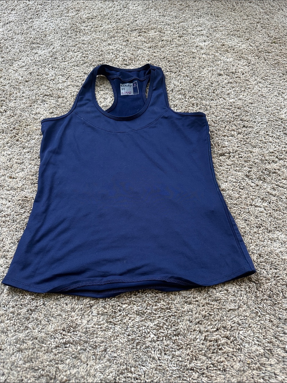 Lucky in Love Solid Navy Racerback Tank